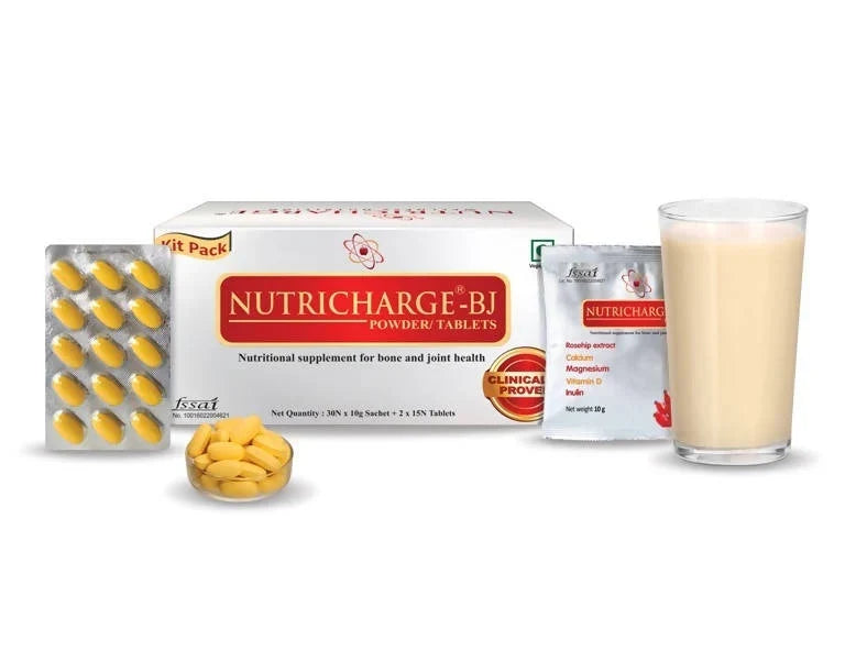 Nutricharge BJ Combo – Complete Bone & Joint Health Support with Tablets & Powder