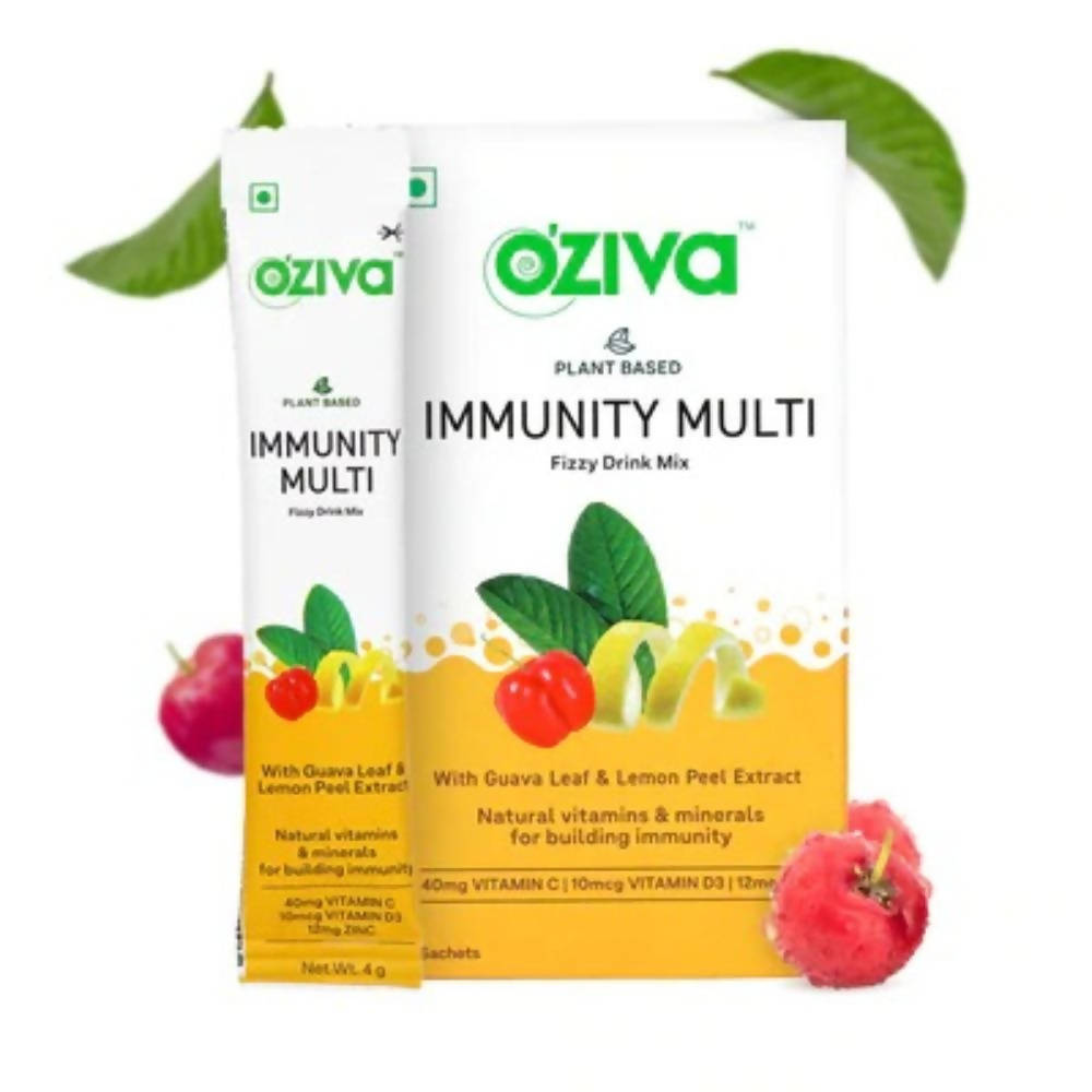 OZiva Plant Based Immunity Multivitamins Fizzy Drink Mix: Daily Plant-Based Nutrition for Immune Support & Overall Wellness