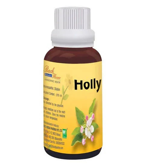 Bio India Homeopathy Bach Flower Holly Dilution: Traditional Bach Flower Essence for Emotional Balance & Inner Harmony