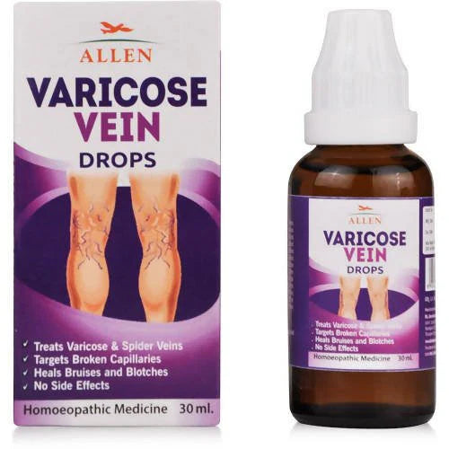 Allen Homeopathy Varicose Vein Drops: The Ultimate Specialty Homeopathic Formulation for Varicose & Spider Veins, Venous Congestion, Broken Capillaries, Bruises, Blotches, Swelling & Pain with Hamamelis Virginica, Arnica Montana.