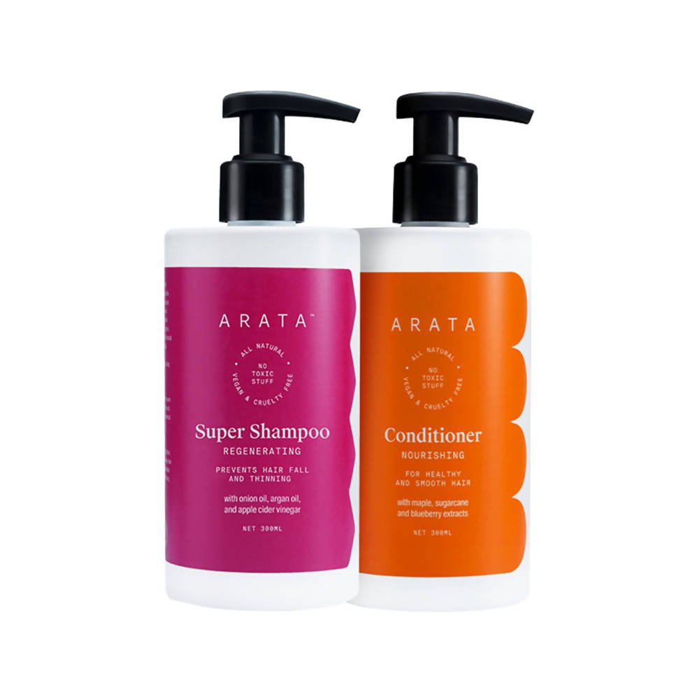 Arata Hair Fall Control Combo: 2-Step Hair Care for Stronger, Fuller-Looking Hair