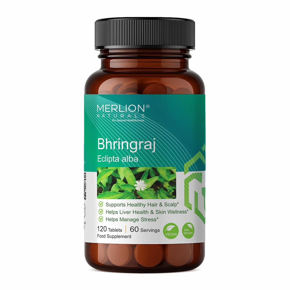 Merlion Naturals Bhringraj 500mg Tablets: Ayurvedic Herbal Support for Hair & Everyday Wellness