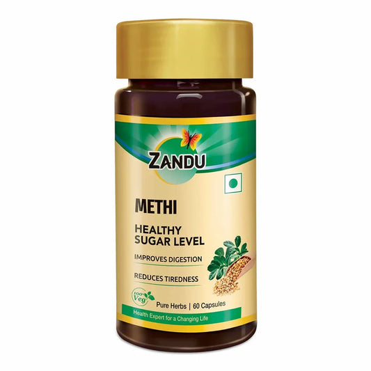 Zandu Methi Healthy Sugar Level Capsules: Fenugreek Support for Metabolism and Blood Sugar Balance