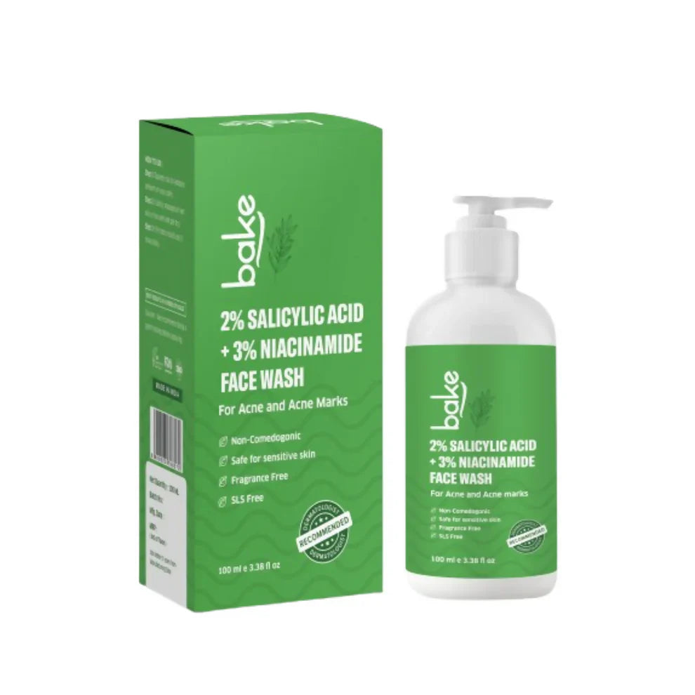 Bake 2% Salicylic Acid & 3% Niacinamide Face Wash: The Powerful Anti-Acne Gel Cleanser That Deeply Unclogs Pores, Treats Active Acne, Fades Acne Marks & Dark Spots