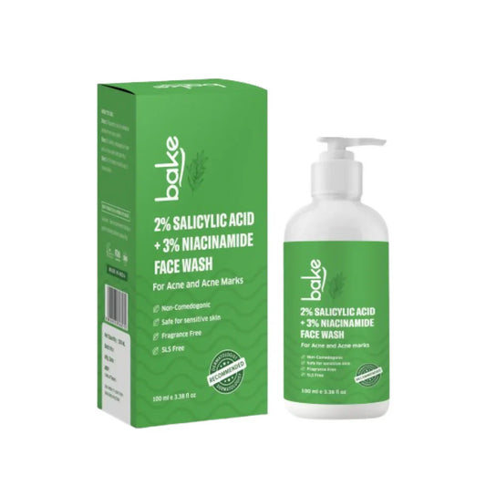 Bake 2% Salicylic Acid & 3% Niacinamide Face Wash: The Powerful Anti-Acne Gel Cleanser That Deeply Unclogs Pores, Treats Active Acne, Fades Acne Marks & Dark Spots