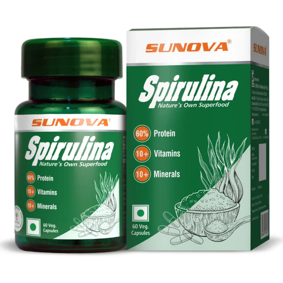 Sunova Organic Spirulina 60 Capsules – A Natural Superfood for Daily Nutrition & Wellness