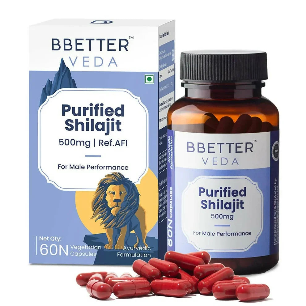 BBetter Veda Purified SJ Capsules for Men – Premium PrimaVie® Shilajit Supplement for Energy, Vitality & Men's Wellness