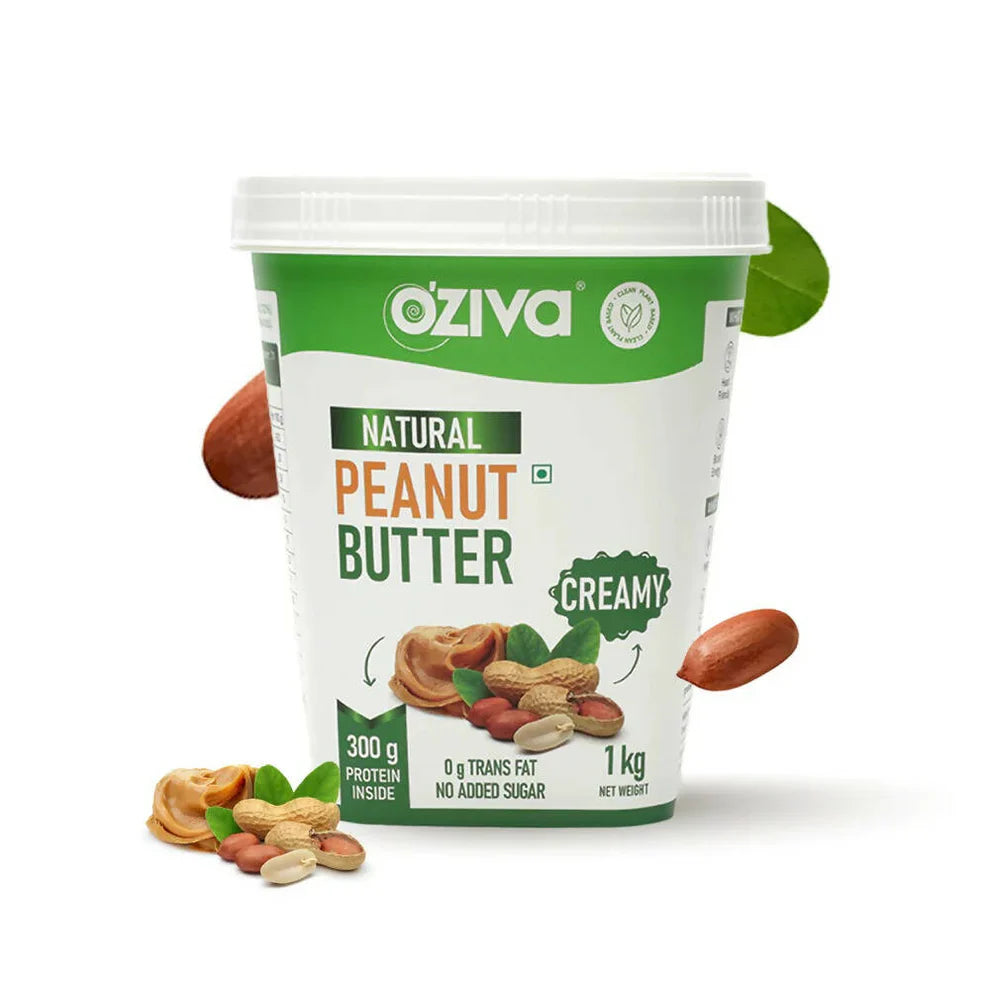 Natural Peanut Butter Creamy - Power Your Day with 30% Protein & 50% Healthy Fats Using OZiva Natural Peanut Butter Creamy