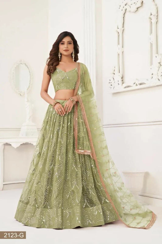 Aastha Fashion Pista Green Lehenga Choli: Elegant Wedding Wear for Every Celebration