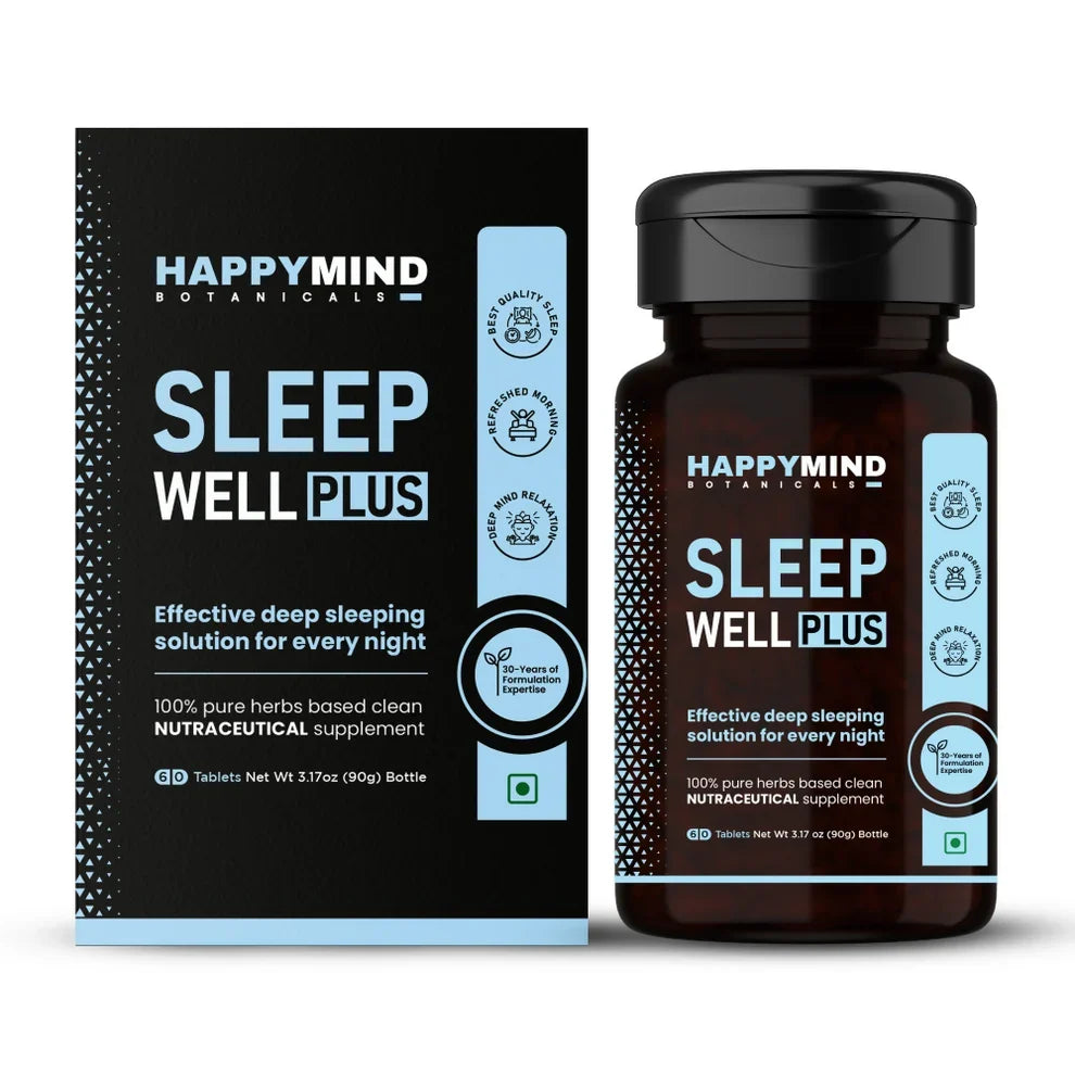 HappyMind Botanicals Sleep Well Plus Veg Tablets – Herbal Sleep Support for Restful Nights