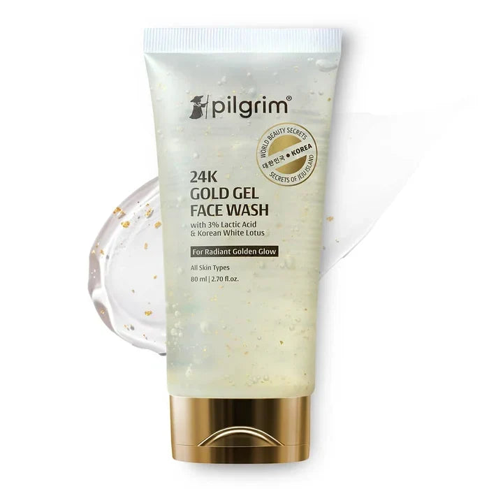 Pilgrim 24K Gold Gel Face Wash with Korean White Lotus – Gentle Daily Cleanser for Glowing & Smooth-Looking Skin