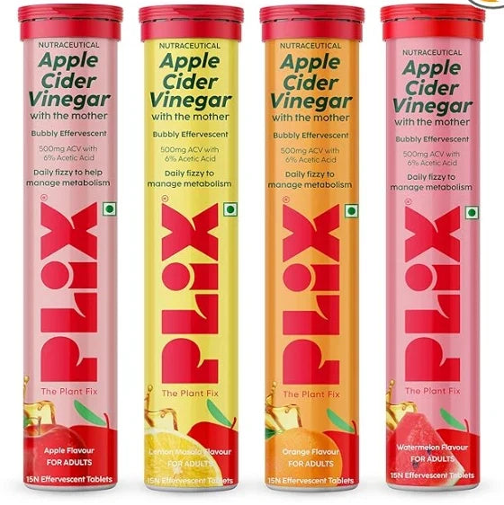 PLIX The Plant Fix Apple Cider Vinegar Effervescent Tablets With The Mother: A Refreshing Daily Wellness Drink