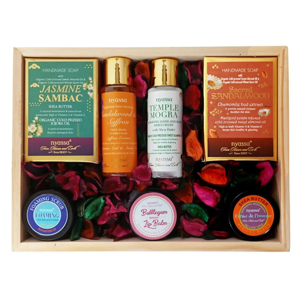 Nyassa Premium Bath & Body Treats Wooden Gift Set: The Ultimate Spa-Like Pampering Experience for You or Your Loved Ones