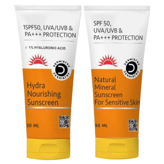 Dermistry Hydra Nourishing Sunscreen & Natural Mineral Sunscreen: Hydration + Daily Sun Protection