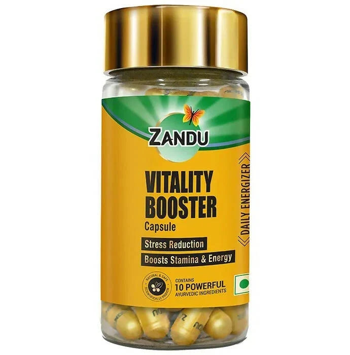 Zandu Vitality Booster Capsules: Ayurvedic Support for Energy, Stamina & Everyday Vitality