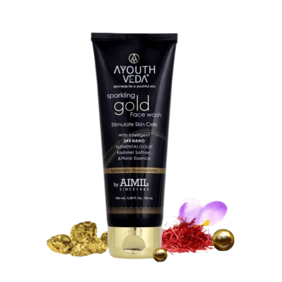 Ayouthveda Sparkling Gold Face Wash: 24K Gold & Saffron for Radiant-Looking Skin