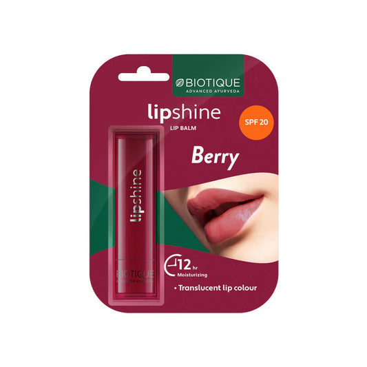 Lip Balm SPF 20 Berry - Protect & Nourish Your Lips with Biotique Lipshine Lip Balm SPF 20 Berry – Natural Sun Protection That Prevents Dark Lips While Moisturizing Deeply with Berry Goodness!