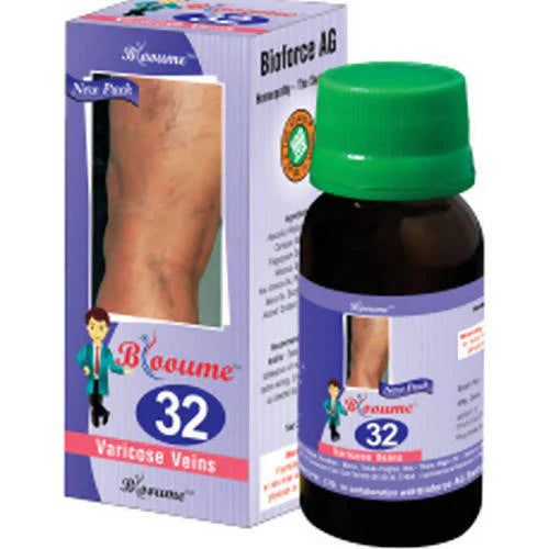 Bioforce Blooume 32 Varicose Vein Formula Drops: Alfred Vogel's Swiss Homoeopathic Tradition — Aesculus, Carduus, Hamamelis, and the Eight-Remedy Formula for the Diaspora's Tired, Heavy Legs
