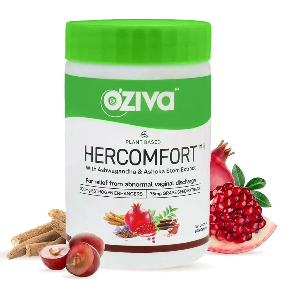 HerComfort Capsules - OZiva Plant Based HerComfort with Ashwagandha, Flax Seeds & Ashoka Stem Extracts Capsules