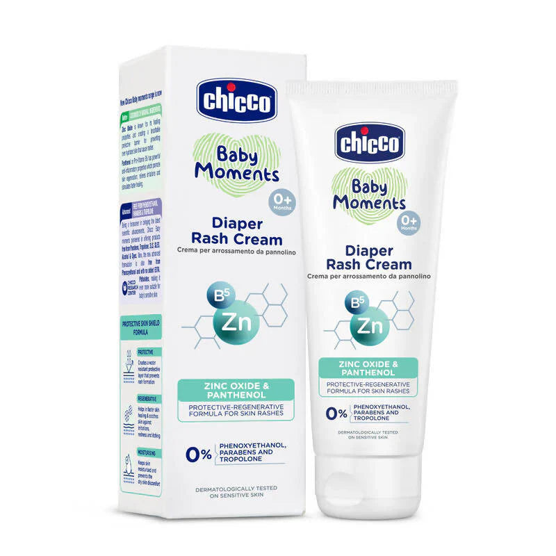 Chicco Baby Moments Diaper Rash Cream: The Ultimate Triple-Action Protective-Regenerative-Moisturizing Cream with 10% Zinc Oxide & Panthenol (Pro-Vitamin B5) to Prevent, Soothe & Heal Diaper Rash, Nappy Rash, Redness, Irritation, Itching