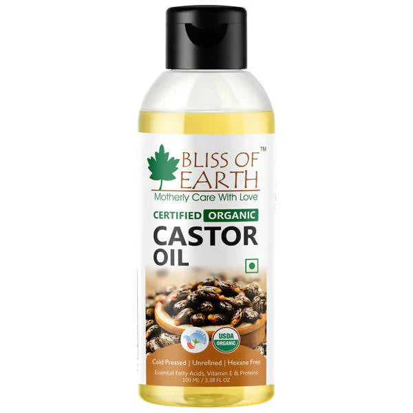 Bliss of Earth Certified Organic Castor Oil: Multi-Purpose Hair and Skin Care Oil