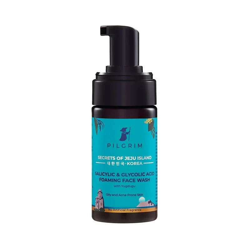 Pilgrim Korean 1.5% Salicylic BHA + 2% Glycolic Acid AHA Foaming Face Wash – Clear Skin for Oily & Acne-Prone Skin