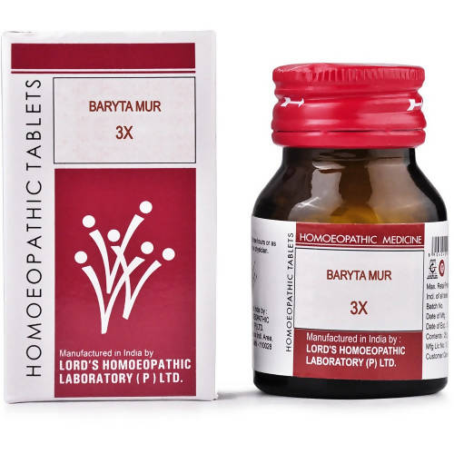 Lords Homeopathy Baryta Mur Trituration Tablets (Baryta Muriaticum 3X): The Ultimate Homeopathic Medicine for Throat Pain, Acidity, Diarrhea, Kidney Health, Delayed Development in Children, Mental Sluggishness in Elderly, Swelling of Glands
