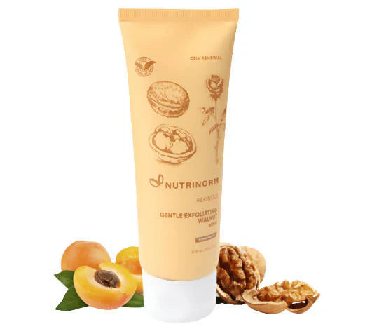 Nutrinorm Gentle Exfoliating Walnut Scrub: The Ultimate Luxurious Rose & Walnut Face Scrub for Men & Women (All Skin Types) – Walnut Granules, Crab Apple (Gulab), Licorice, Wheat Germ Oil for Gentle Exfoliation.