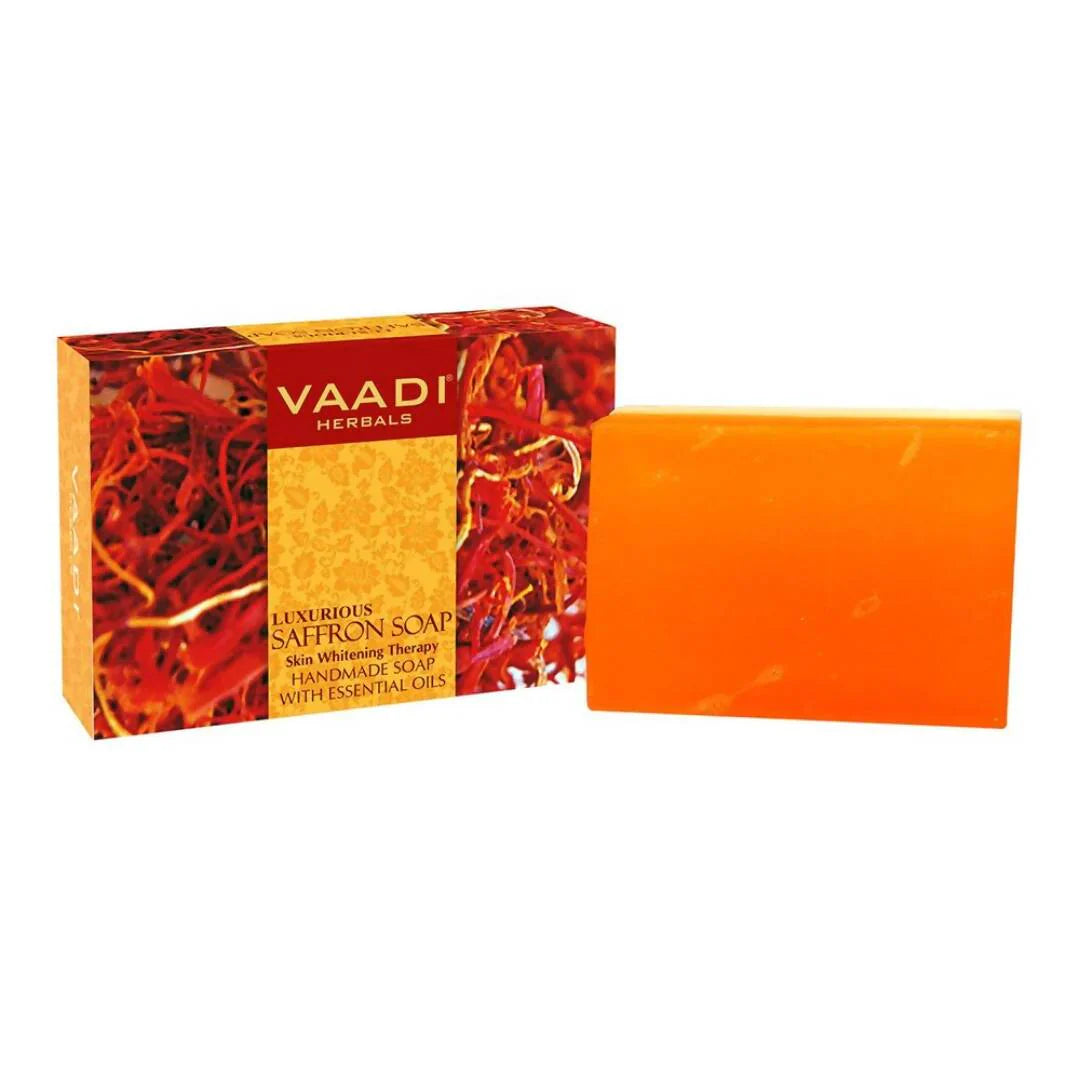 Vaadi Herbals Luxurious Saffron Soap: Gentle Herbal Cleansing for Soft, Nourished & Radiant-Looking Skin