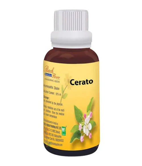 Bio India Homeopathy Bach Flower Cerato Dilution: Traditional Bach Flower Essence for Emotional Balance & Self-Confidence