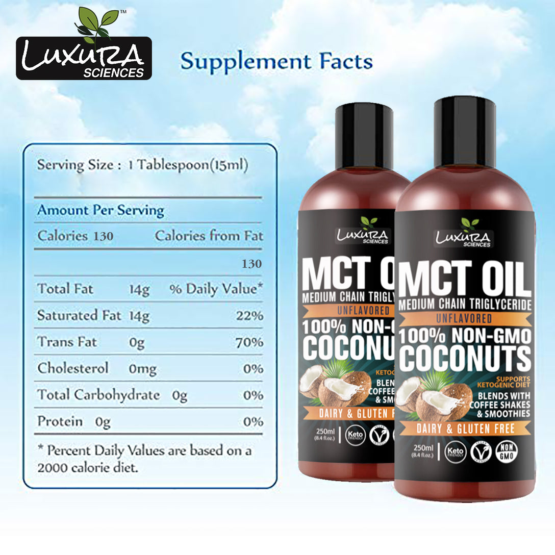 Luxura Sciences MCT Oil Organic for Weight and Energy Management - Swadesiicart