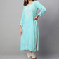 ADA Ethnic Motifs Embroidered Chikankari Cotton Kurta | Swadesiicart