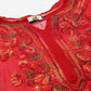 ADA Women Red & Yellow Sheer Chikankari Embroidered Straight Sustainable Handloom Kurta with Inner | Swadesiicart