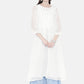 ADA Women White Embroidered Layered A-Line Chikankari Sustainable Kota Handloom Kurta | Swadesiicart