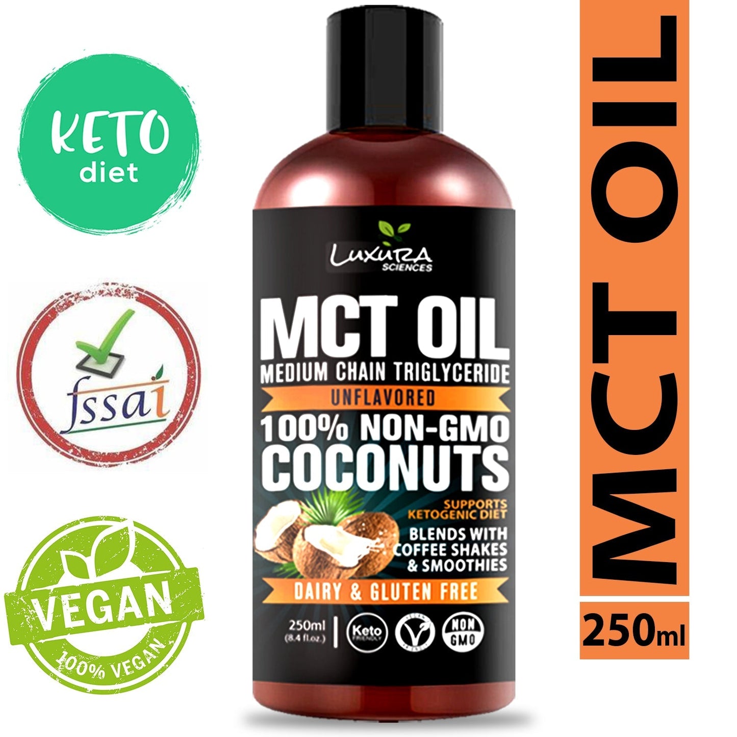 Luxura Sciences MCT Oil Organic for Weight and Energy Management - Swadesiicart