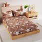 BIANCA Brown & White Floral 186 TC King Bedsheet with 2 Pillow Covers - Swadesiicart