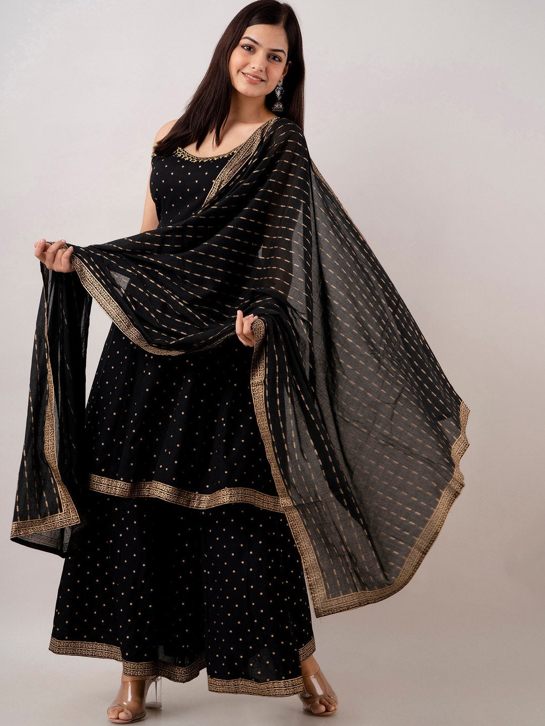 Kalini Women Embroidered Kurta With Sharara & Dupatta | Swadesiicart