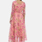 Souchii Women Pink & Yellow Floral Printed Fit & Flare Dress - Swadesiicart