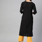 HERE&NOW Women Black Solid Straight Kurta - Swadesiicart