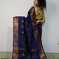 Exclusive Collection Beautiful Navy Blue Cotton Silk Woven Handloom Saree With Running Blouse Piece - Swadesiicart