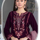 Anaita Purple Velvet Suit with Embroidery Sequence Work - Swadesiicart