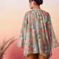 InWeave Women's Light Blue Floral Digital Print Kaftan Boho Top - Swadesiicart