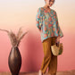 InWeave Women's Light Blue Floral Digital Print Kaftan Boho Top - Swadesiicart