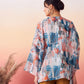 InWeave Women's Powder Blue Digital Print Kaftan Boho Top - Swadesiicart