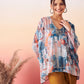 InWeave Women's Powder Blue Digital Print Kaftan Boho Top - Swadesiicart