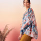 InWeave Women's Powder Blue Digital Print Kaftan Boho Top - Swadesiicart