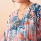 InWeave Women's Powder Blue Digital Print Kaftan Boho Top - Swadesiicart