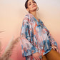 InWeave Women's Powder Blue Digital Print Kaftan Boho Top - Swadesiicart