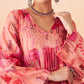 InWeave Women's Peach Red Digital Print Kaftan Boho Top - Swadesiicart