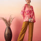 InWeave Women's Peach Red Digital Print Kaftan Boho Top - Swadesiicart
